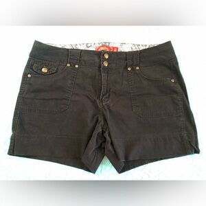 One 5 One Black Brushed Twill Shorts, Size 16